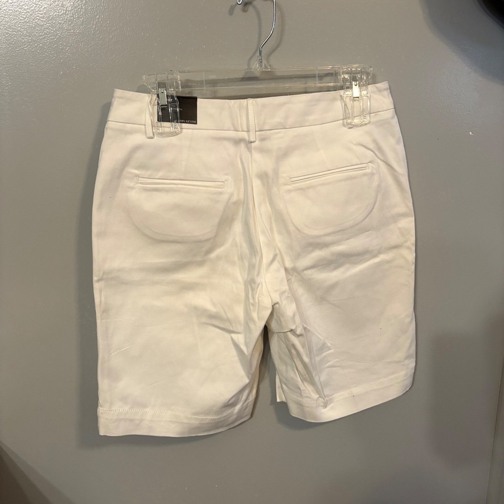 NWT Larry‎ Levine White Stretch Mid-Thigh Bermuda Cotton Shorts (Women's 6) - Picture 3 of 6